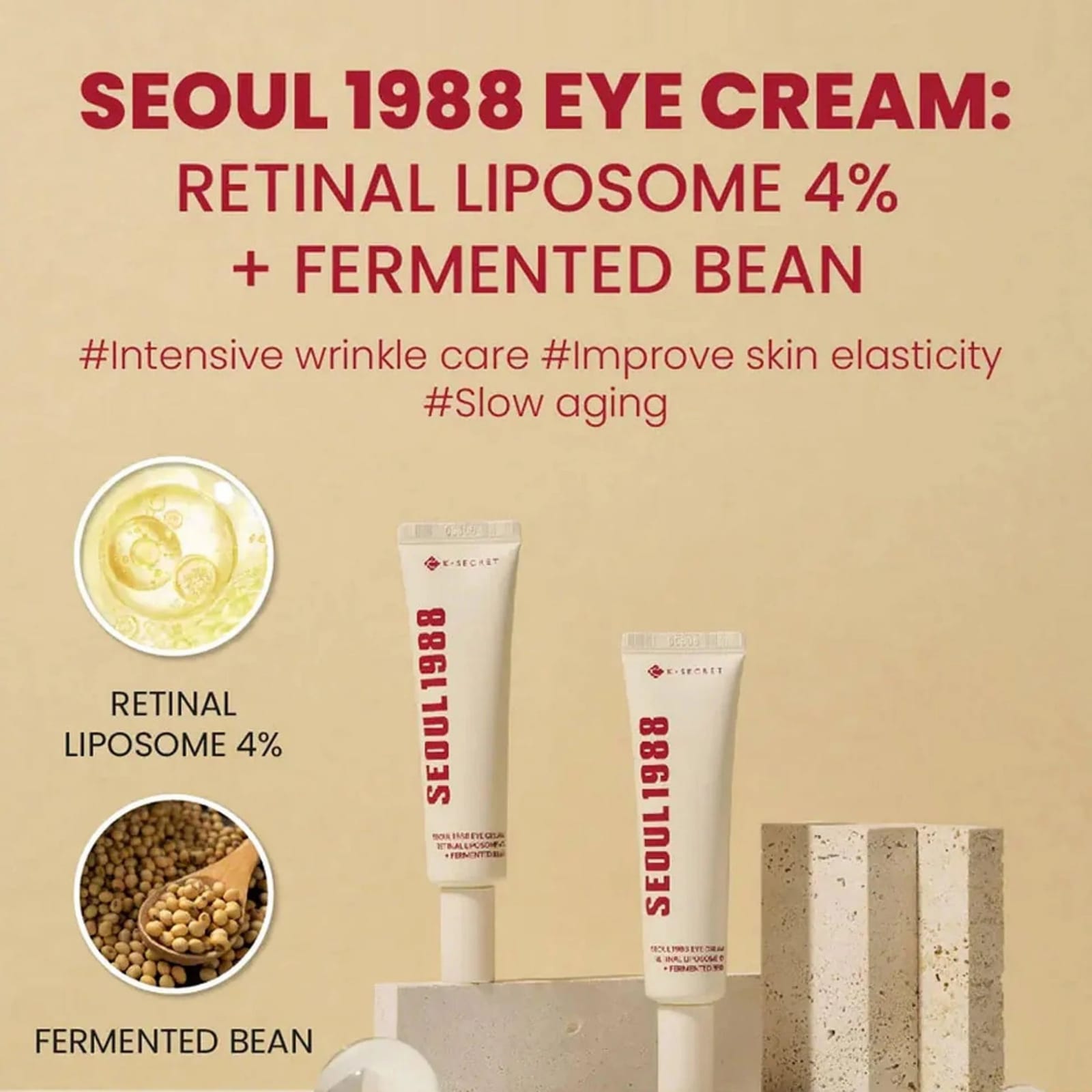 K-Secret Seoul 1988 Retinal Eye Cream 4% – Anti-Aging & Brightening Eye Treatment